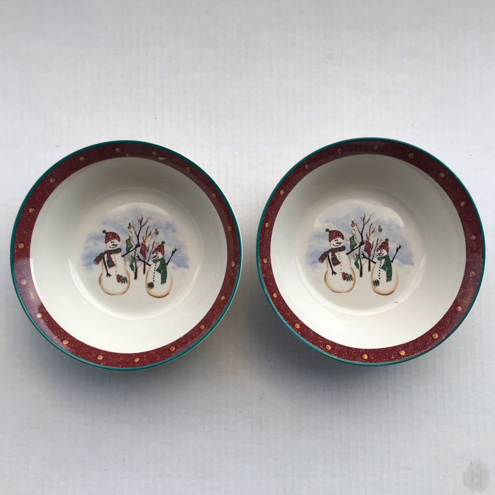Set Of 2 Royal Seasons ‘Snowman’ Stoneware Coupe Soup/Cereal Bowls